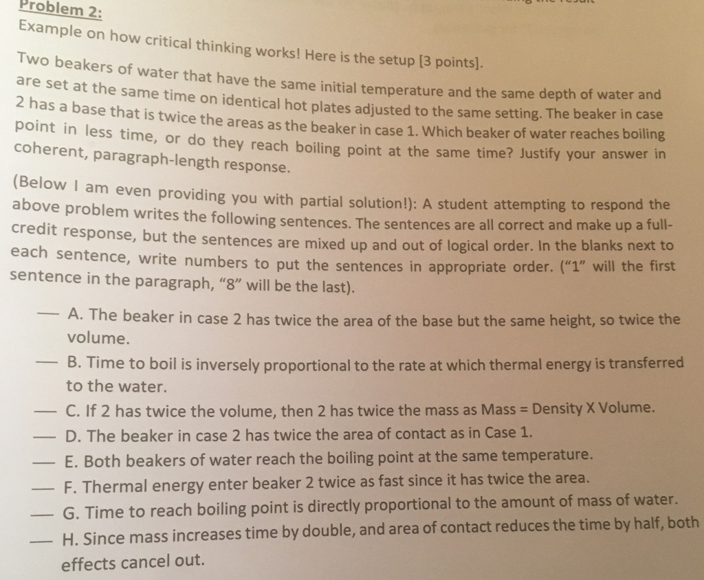 critical thinking water answer key