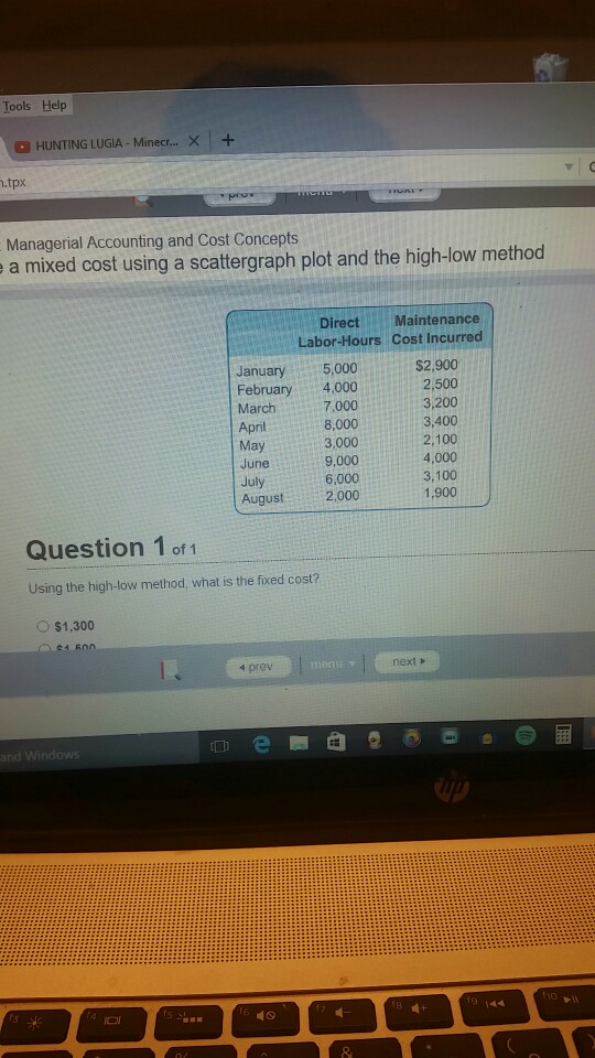 Solved Managerial accounting and cost concepts a mixed cost