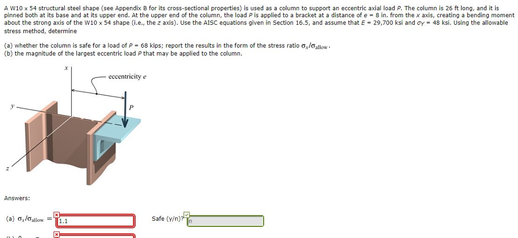 Solved A W10 X 54 Structural Steel Shape See Appendix B For 