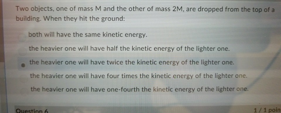 Solved Two objects, one of mass M and the other of mass 2M, | Chegg.com