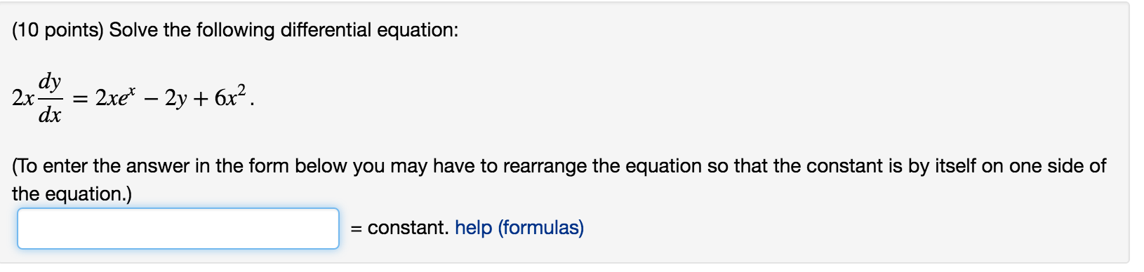 Solved Solve the following differential equation: 2x dy/dx | Chegg.com