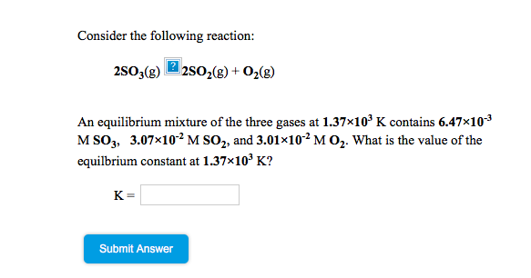 2so2 O2 2so3 Equilibrium Constant