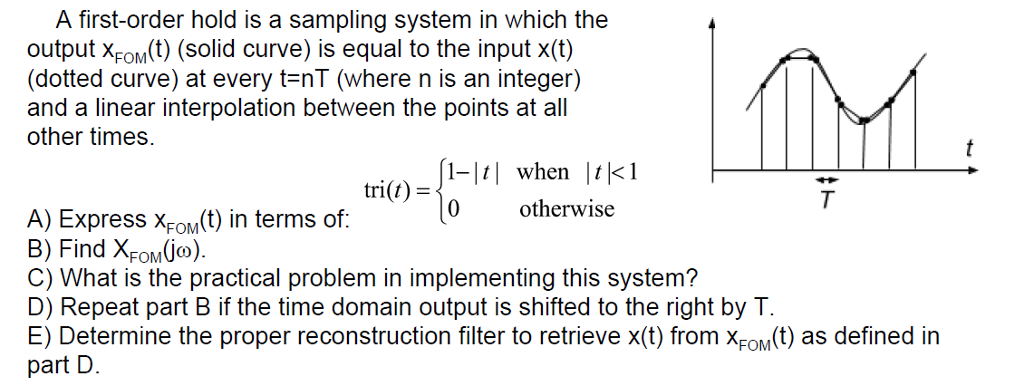 Solved A first-order hold is a sampling system in which the | Chegg.com