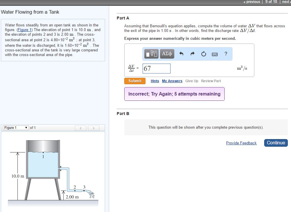 Solved Water flows steadily from an open tank as shown in | Chegg.com