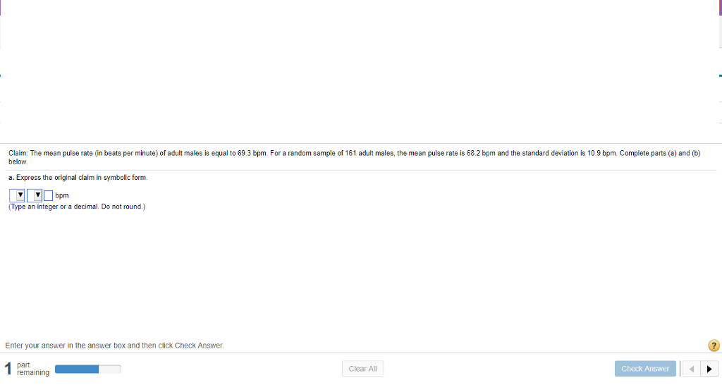 Solved Claim The mean pulse rate (in beats per minute) of