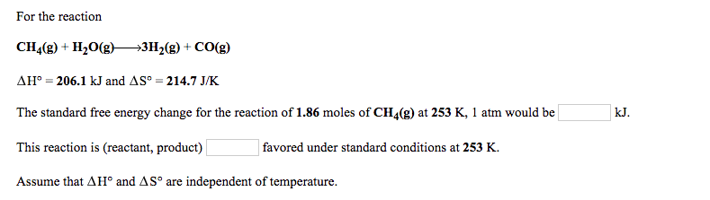 Solved For the reaction CH4(g) H20(g)>3H2(g) +CO(g) | Chegg.com