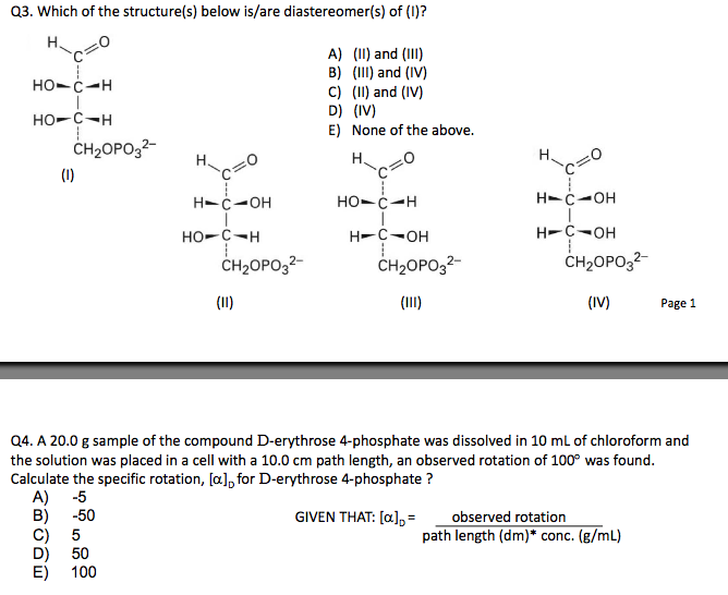 Specific Rotation Alpha D Solved Which of the structure(s) below is/are | Chegg.com