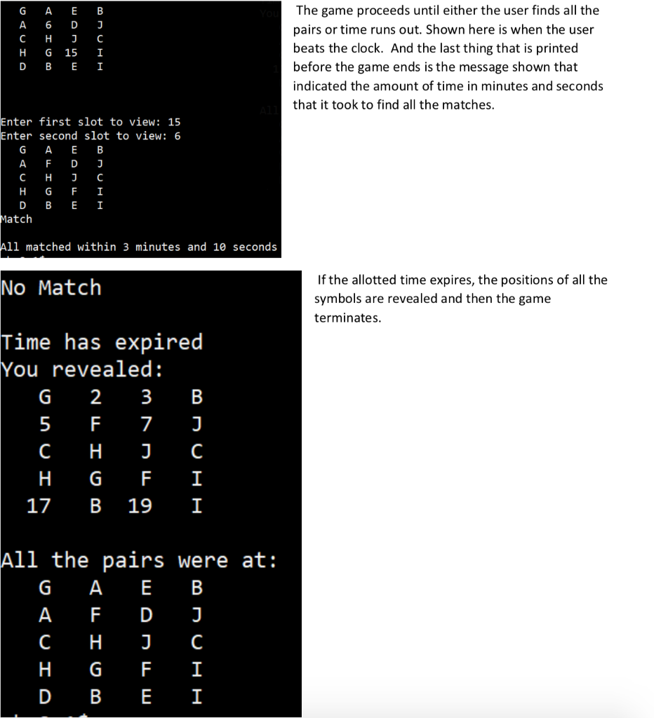 Implementing a match game. In c++ Pairs of symbols