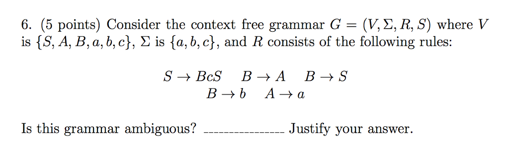 Solved Consider the context free grammar G = (V, sigma, R, | Chegg.com