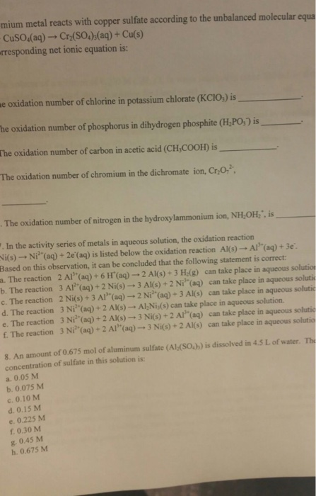 determine the oxidation number of chromium in cr2o7 2