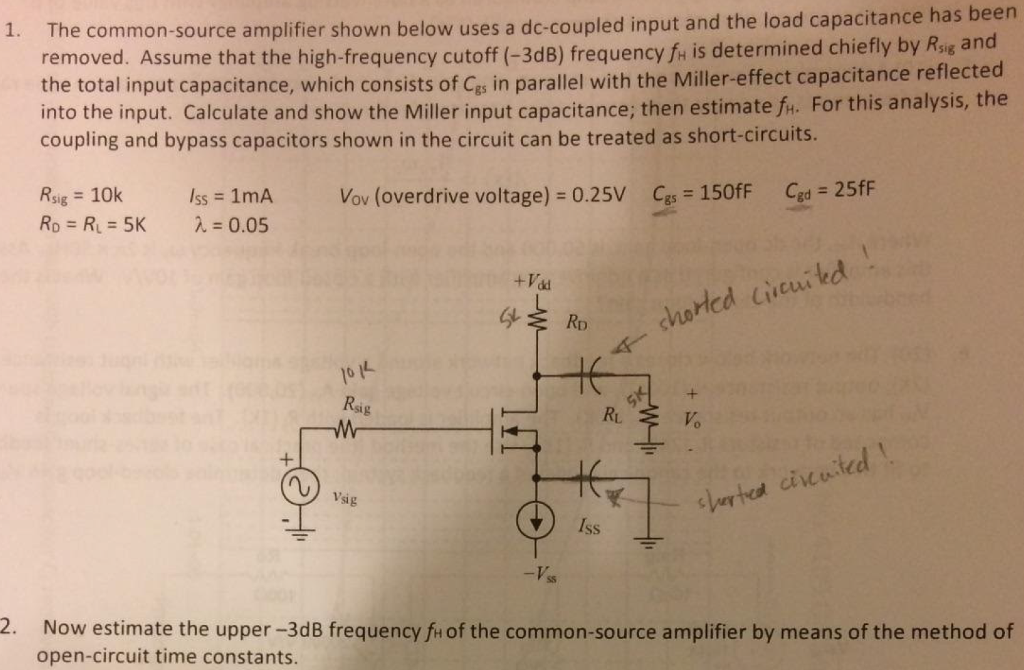 Solved 1. The common-source amplifier shown below uses a | Chegg.com