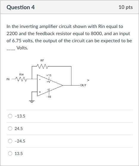 Solved In the inverting amplifier circuit shown with Rin | Chegg.com