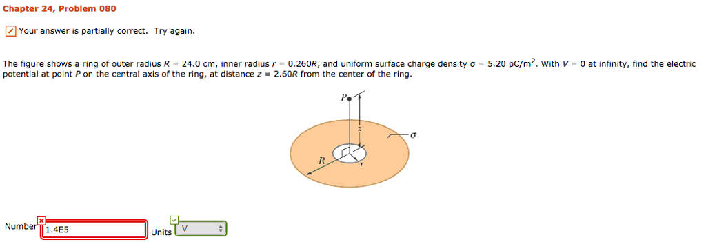 Solved The figure shows a ring of outer radius R = 24.0 cm, | Chegg.com