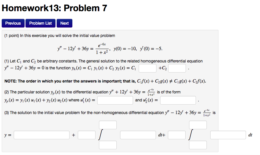 Solved Homework13: Problem 7 Previous Problem List Next 1 | Chegg.com