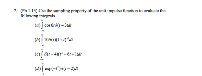 Solved 7. (Pb 1.13) Use the sampling property of the unit | Chegg.com