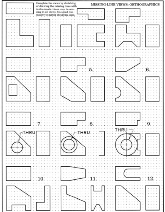 Solved Complete the views by sketching or drawing the | Chegg.com