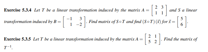 Solved Exercise 5.3.4 Let T be a linear transformation | Chegg.com