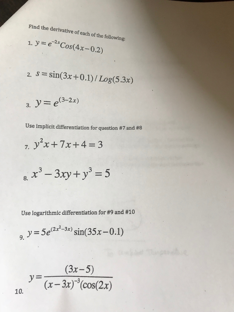 solved-find-the-derivative-of-each-of-the-following-1-y-chegg