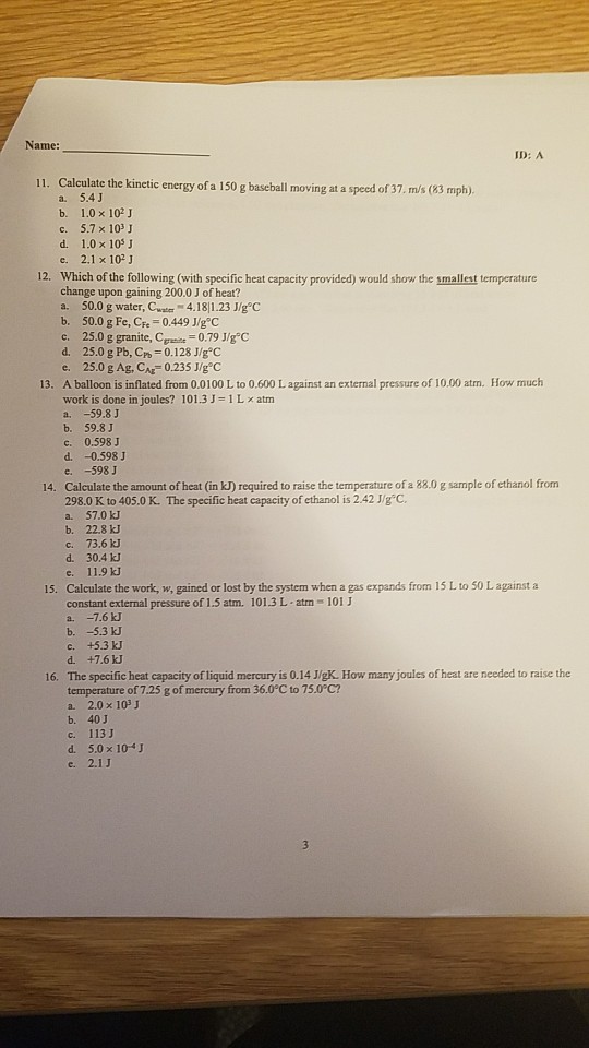 Solved Practicing class: Week 9 OSU, CHEM 1414 Date: Full | Chegg.com