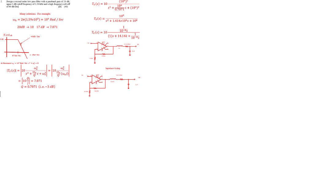Solved Design a second order low pass filter with a passband | Chegg.com
