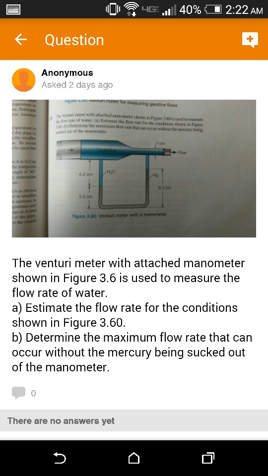 The venturi meter with attached manometer shown in
