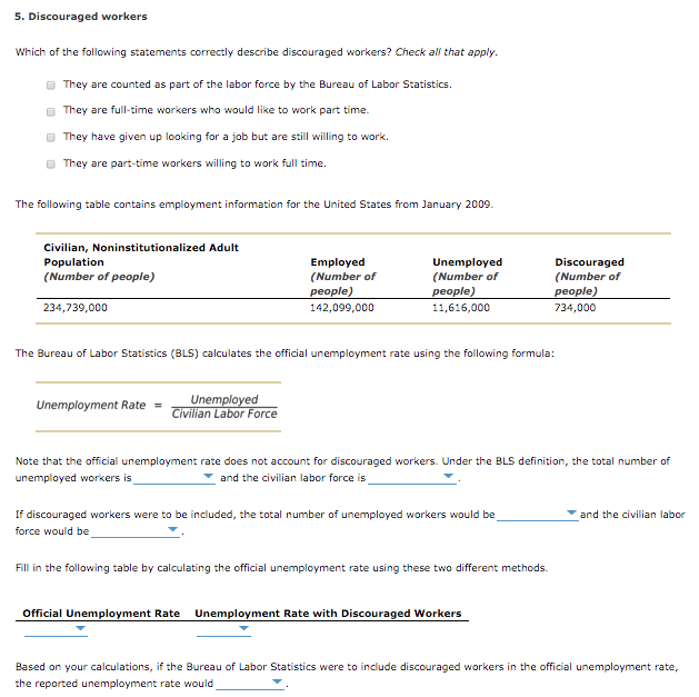 Solved Discouraged workers Which of the following | Chegg.com