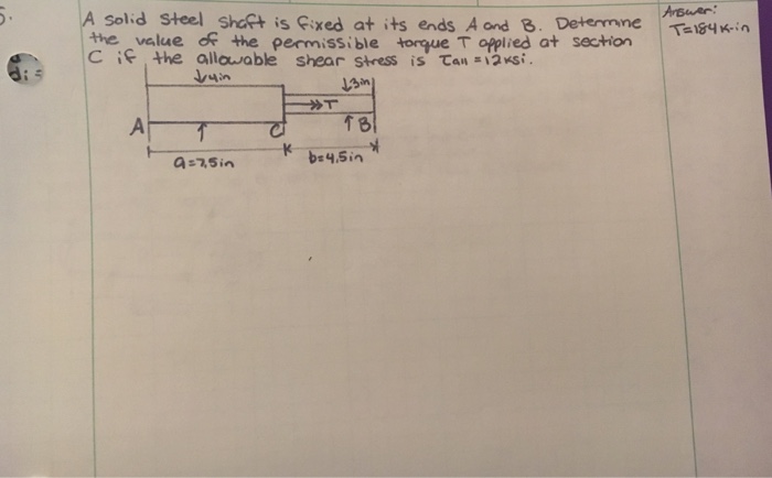 Solved A solid steel shaft is fixed at its ends A and B. | Chegg.com