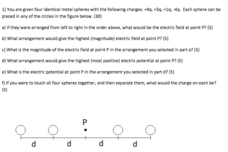 Solved 1) You are given four identical metal spheres with