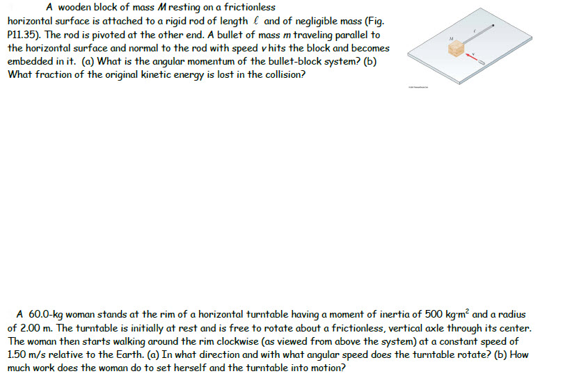Solved A wooden block of mass M resting on a frictionless
