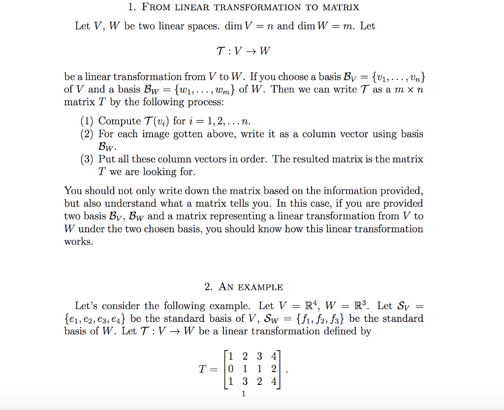 computer science notes - algorithms - computer science... Solved 1. FROM LINEAR TRANSFORMATION TO MATRIX Let V, W be | Chegg.com