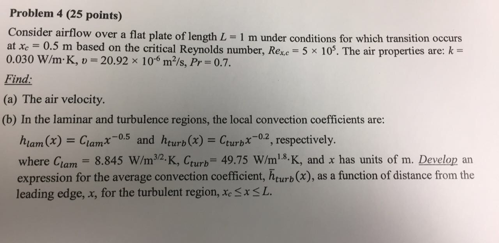 Solved Consider airflow over a flat plate of length L = 1 m | Chegg.com