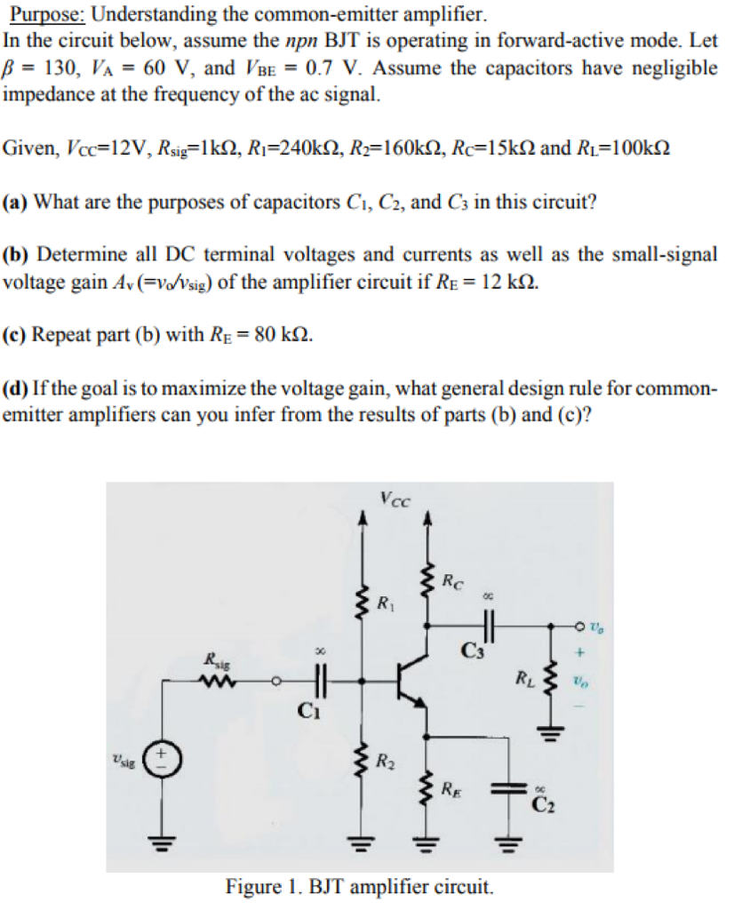 Solved Purpose Understanding the commonemitter amplifier.