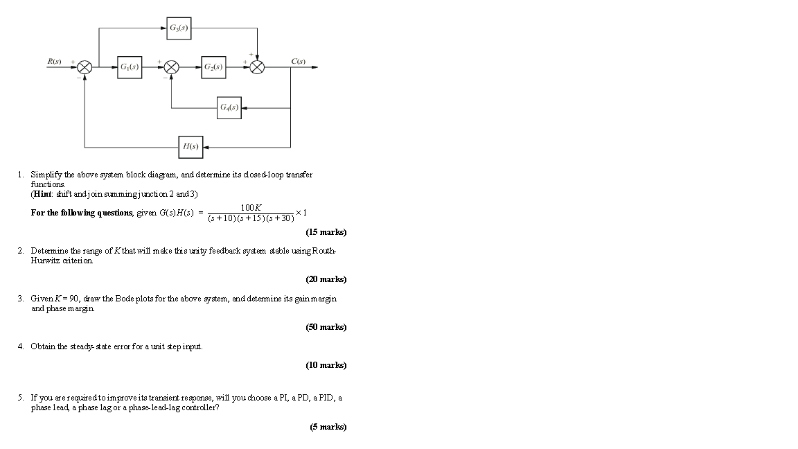 Solved Simplify the above system block diagram, and | Chegg.com