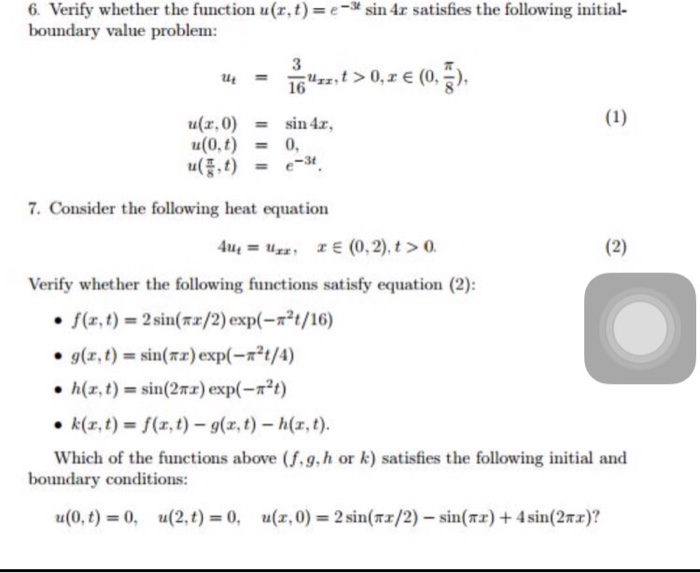 Solved Verify whether the function u(x, t) = e^-3x sin 4x | Chegg.com