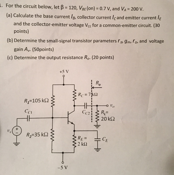 Solved For the circuit below, let beta = 120, VBE(on) = 0.7 | Chegg.com