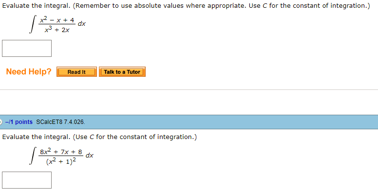 solved-evaluate-the-integral-remember-to-use-absolute-chegg