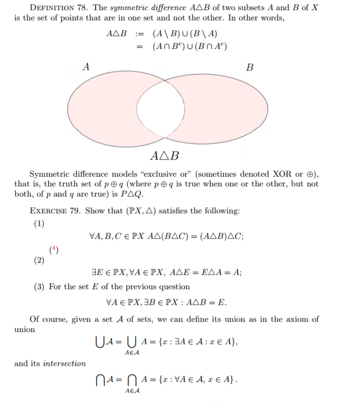 Solved The Symmetric Difference A Delta B Of Two Subsets A | Chegg.com