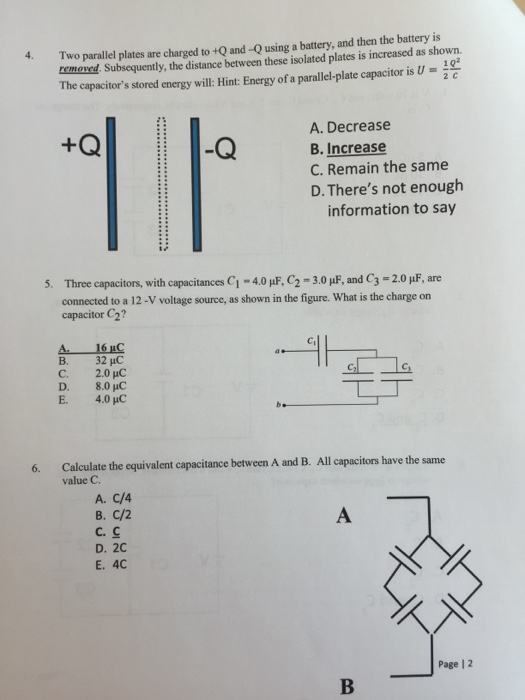 Solved Two parallel plates are charged to +Q and -Q using a | Chegg.com