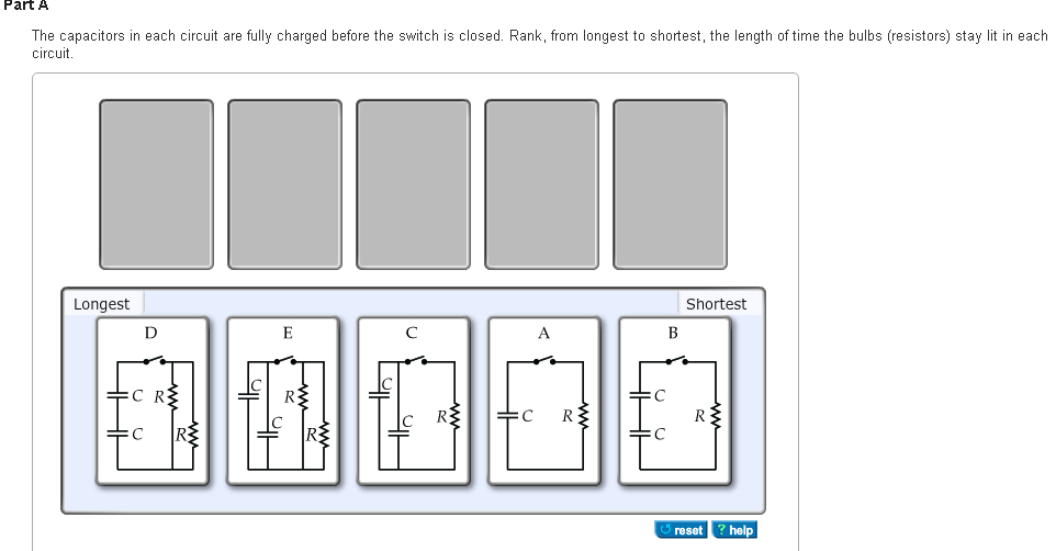Solved The capacitors in each circuit are fully charged