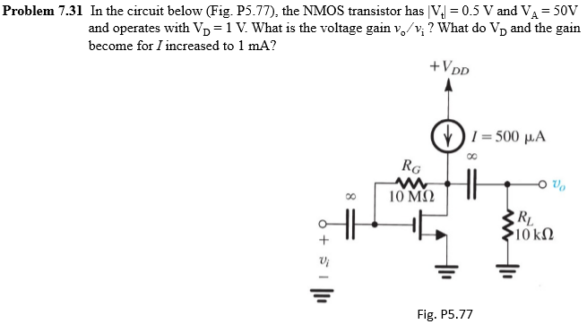 In the circuit below (Fig. P5.77), the NMOS | Chegg.com