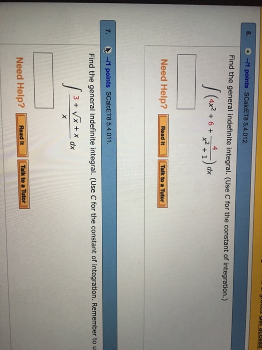 Solved Find the general indefinite integral. (Use C for the | Chegg.com