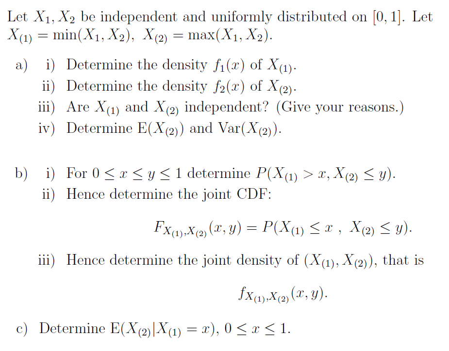 Solved Let X1, X2 Be Independent And Uniformly Distributed | Chegg.com