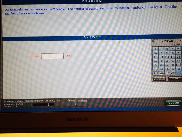 Solved A Rectangular Auditorium Seats 1269 People The Chegg