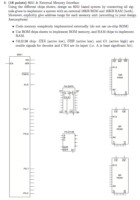 Solved Using the different chips shown, design an 8051 based | Chegg.com