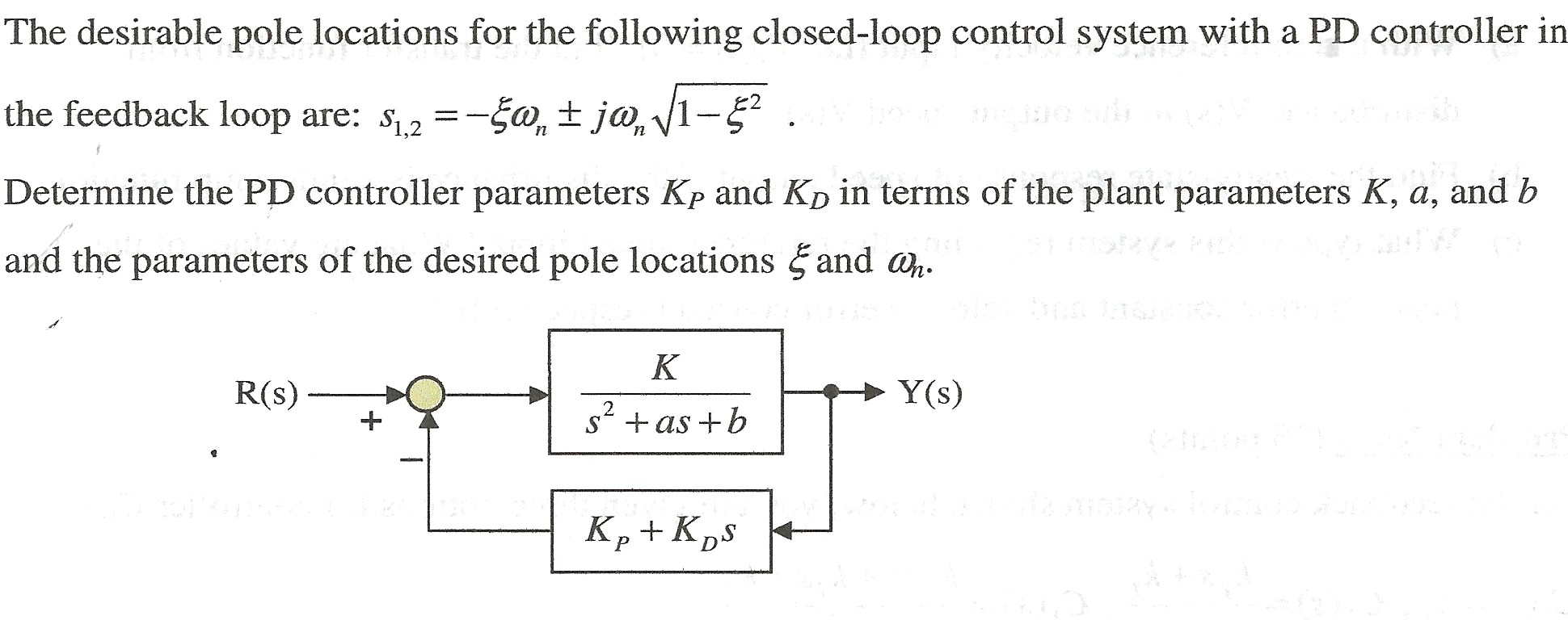 Solved The desirable pole locations for the following