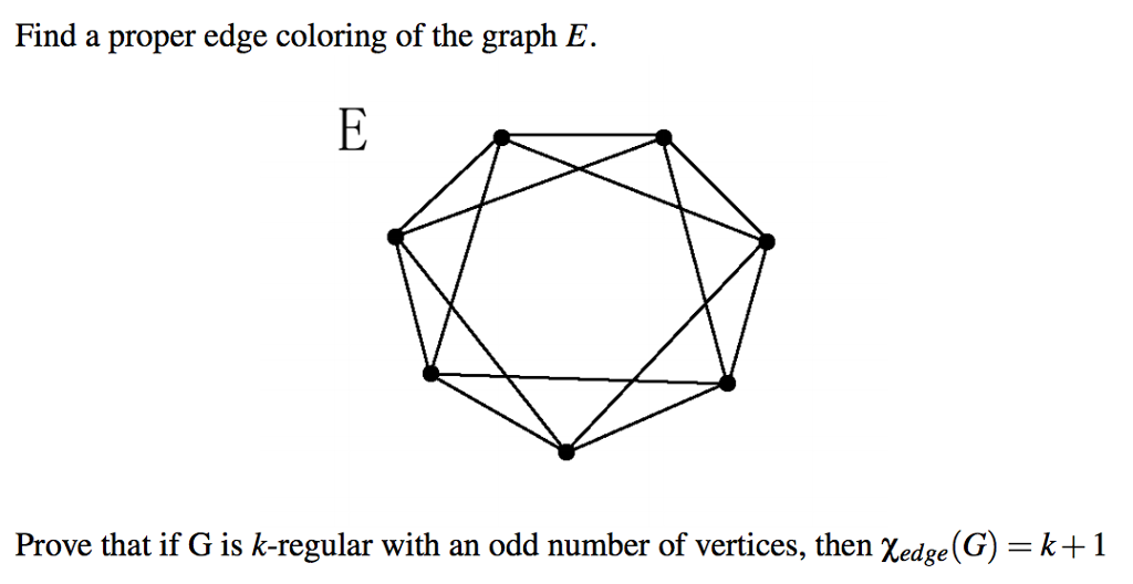 Solved Find a proper edge coloring of the graph E Prove that | Chegg.com