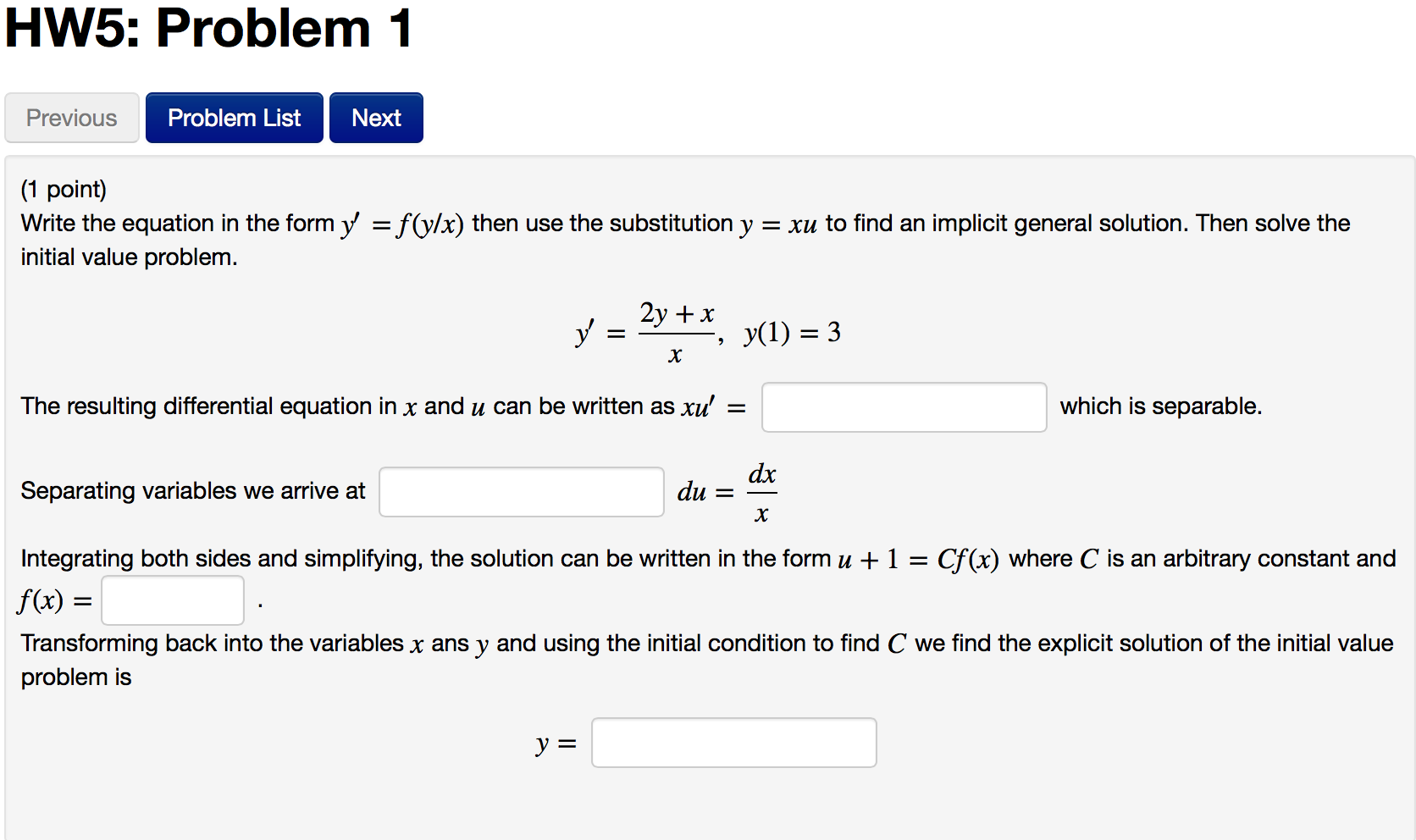 Solved Write the equation in the form y?=f(y/x) then use the | Chegg.com