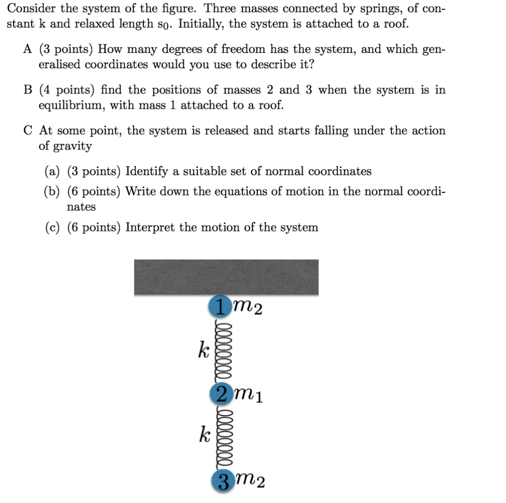 Solved Consider the system of the figure. Three masses | Chegg.com