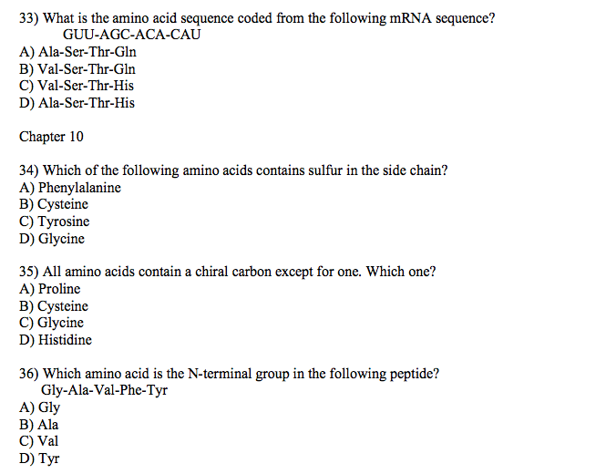 Solved What is the amino acid sequence codEd from the | Chegg.com