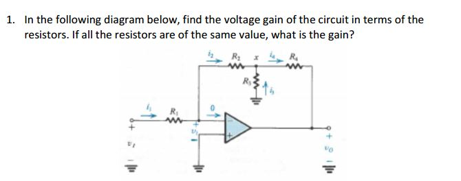 Solved In the following diagram below, find the voltage gain | Chegg.com